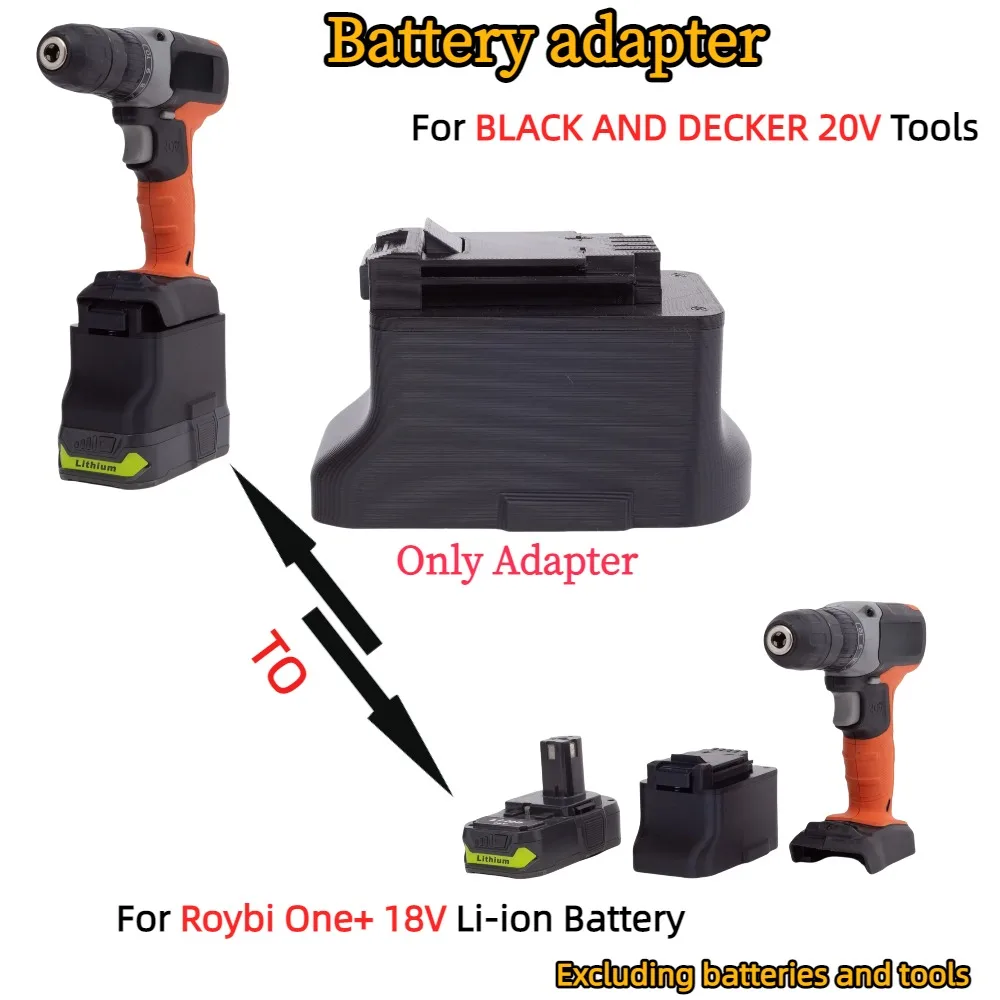 

Battery Adapter for Roybi One+ 18V Li-ion Battery TO BLACK AND DECKER 20V Cordless Power Tools Accessory (Only Adapter)