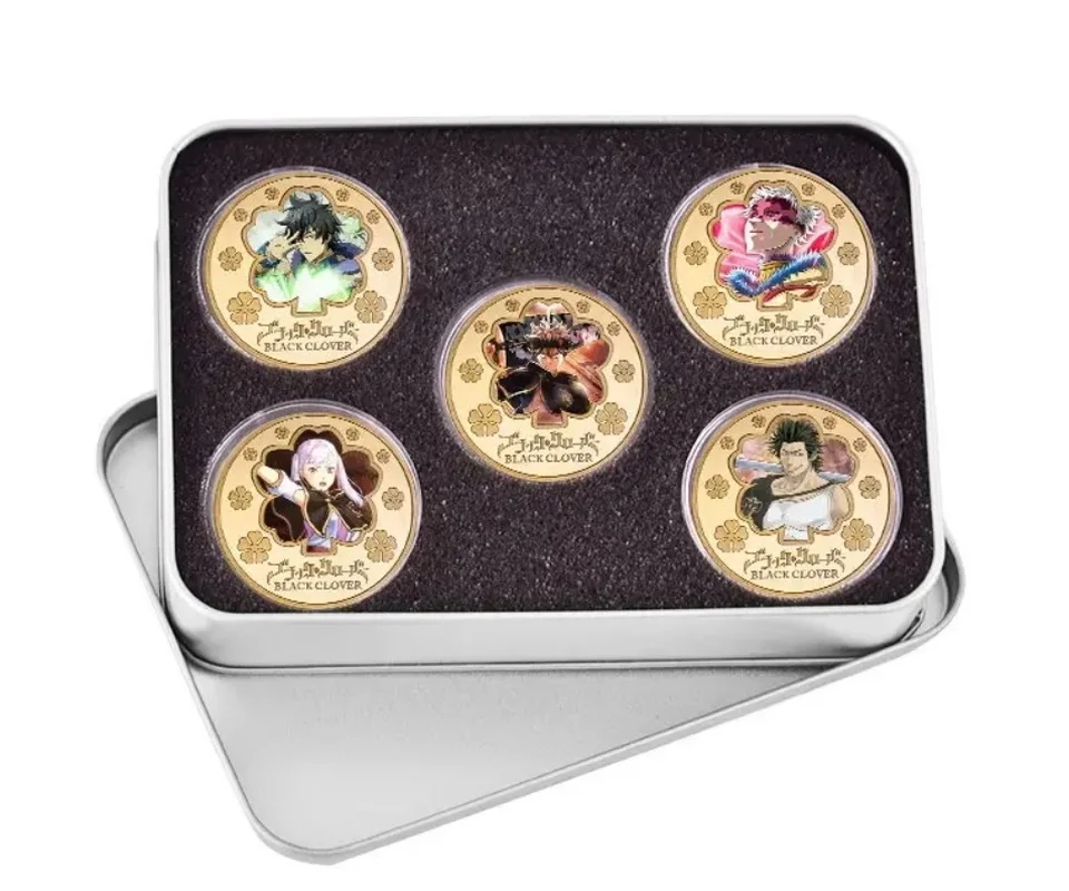 

Памятная монета «Черный клевер», аниме-монета, периферия, памятная литье, металлическая монета, значок, счастливая монета, Рождественский подарок