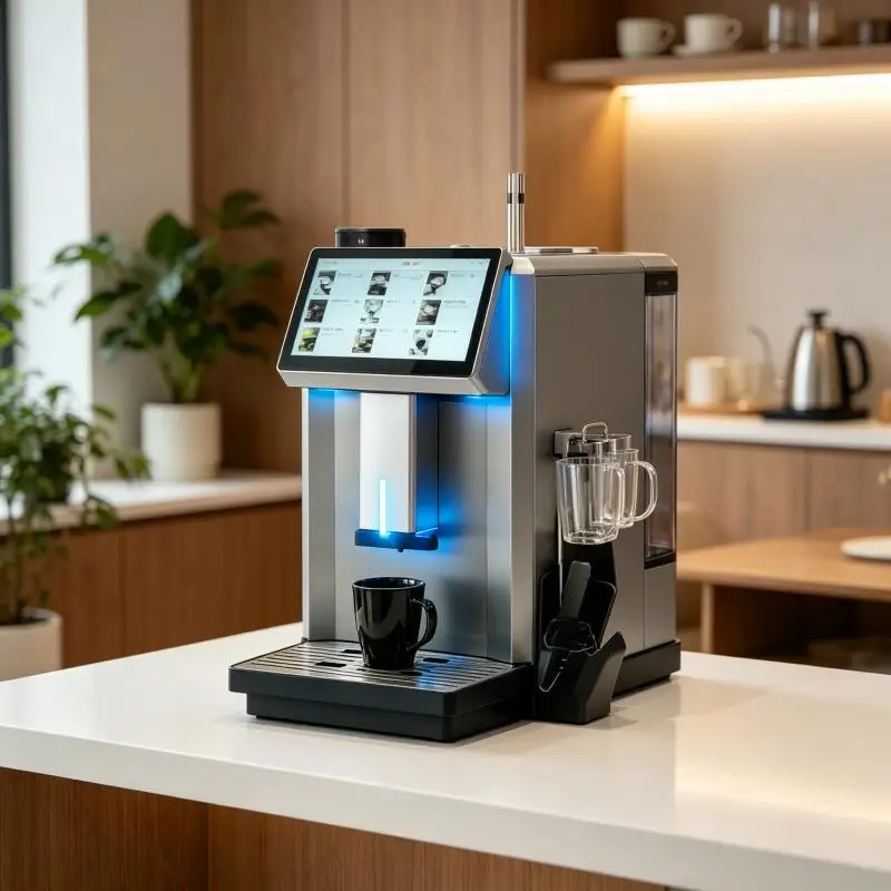 Smart Commercial Grade Stainless Steel Boiler Automatic Coffee Vending Machine 14-inch Touch Screen Portable Electric Coffee