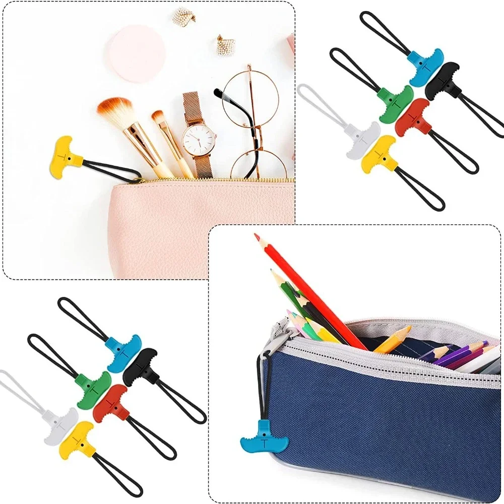 10pcs T-shape Zipper Pullers Anti-slip Gear Design Multi-purpose Puller Apparel Backpack Zipper Accessories