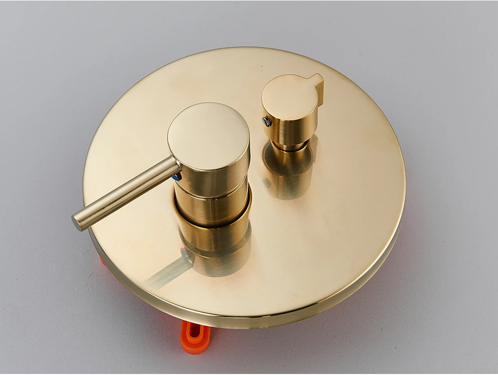 Brushed Gold Shower Faucet Embedded In 2 Ways Shower Mixers Wall Mounted Rainfall Bathroom Shower Tap Stainless Steel Head