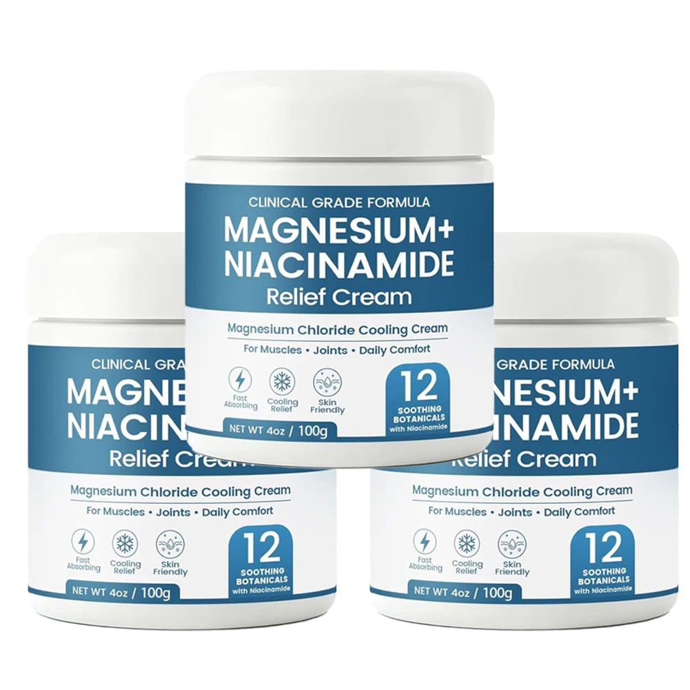 Magnesium Niacinamide Relief Body Cream, Magnesium Cream for Joints, Leg, Foot,Relief, Cooling Formula, Lightweight, Non-greasy