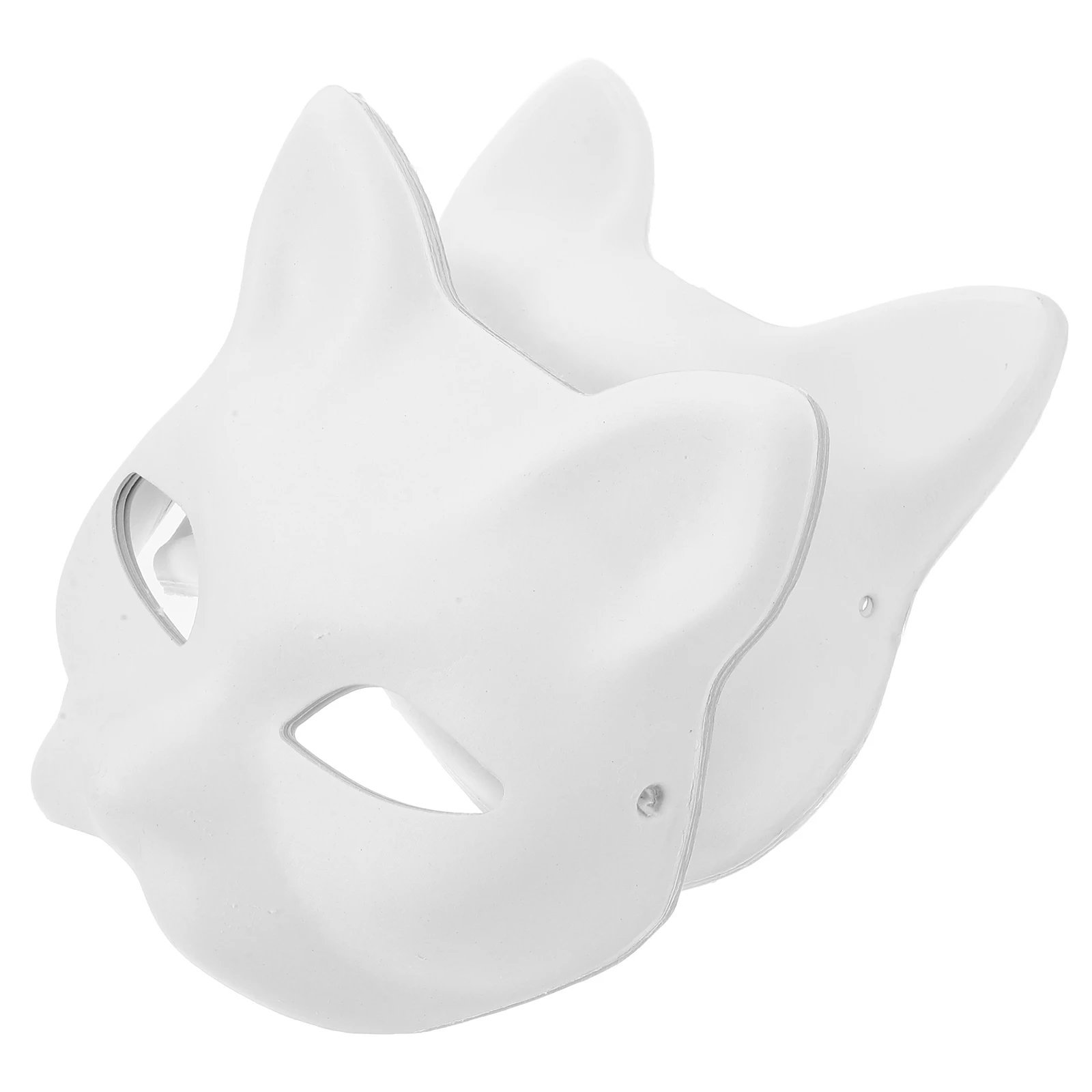 6 pezzi maschere vuote verniciabili gatto volpe animale polpa di carta festa fai da te Halloween cosplay travestimento vestire bianco non verniciato