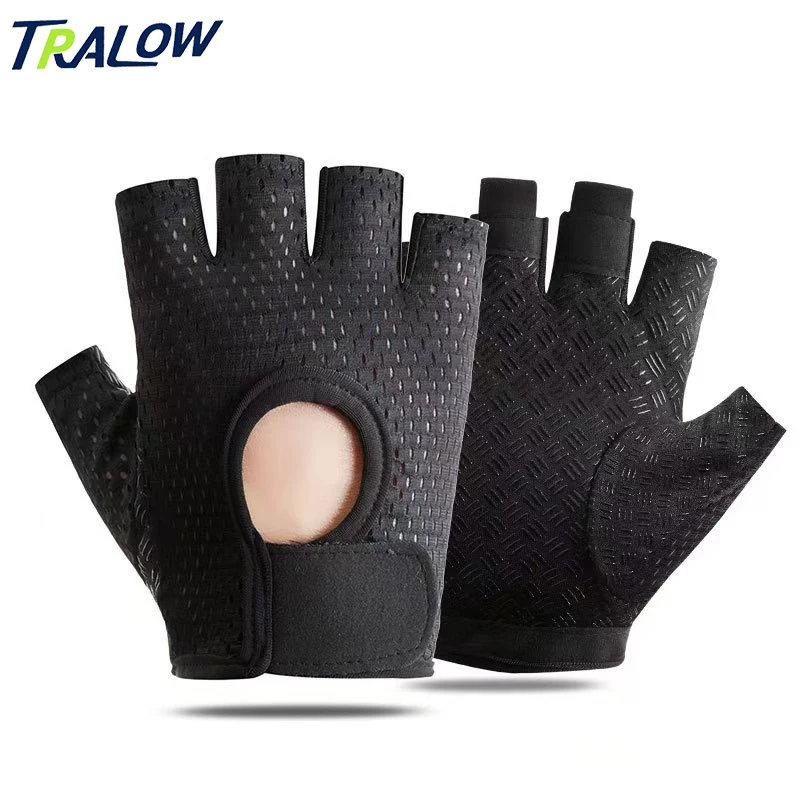 

TRALOW 1Pair Gym Fitness Gloves Breathable Silicone Anti-Slip Half Finger Weightlifting Gloves for Men Women Cycling Yoga Sports