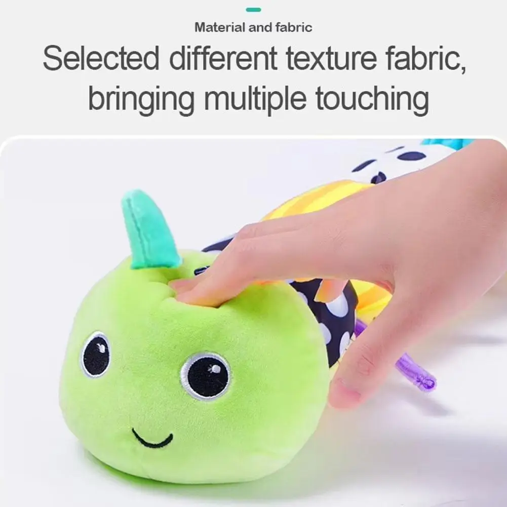 Musical Caterpillar Plush Toy with Crinkles and Rattles Sensory Toy for Kids Cute Tummy Time Toys Soft Sensory Toys