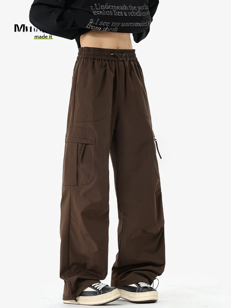 

American Style Casual Wide Leg Pants Men's Loose Paratrooper Trousers Multi-Pocket Workwear Style Loose Fit Long Trousers