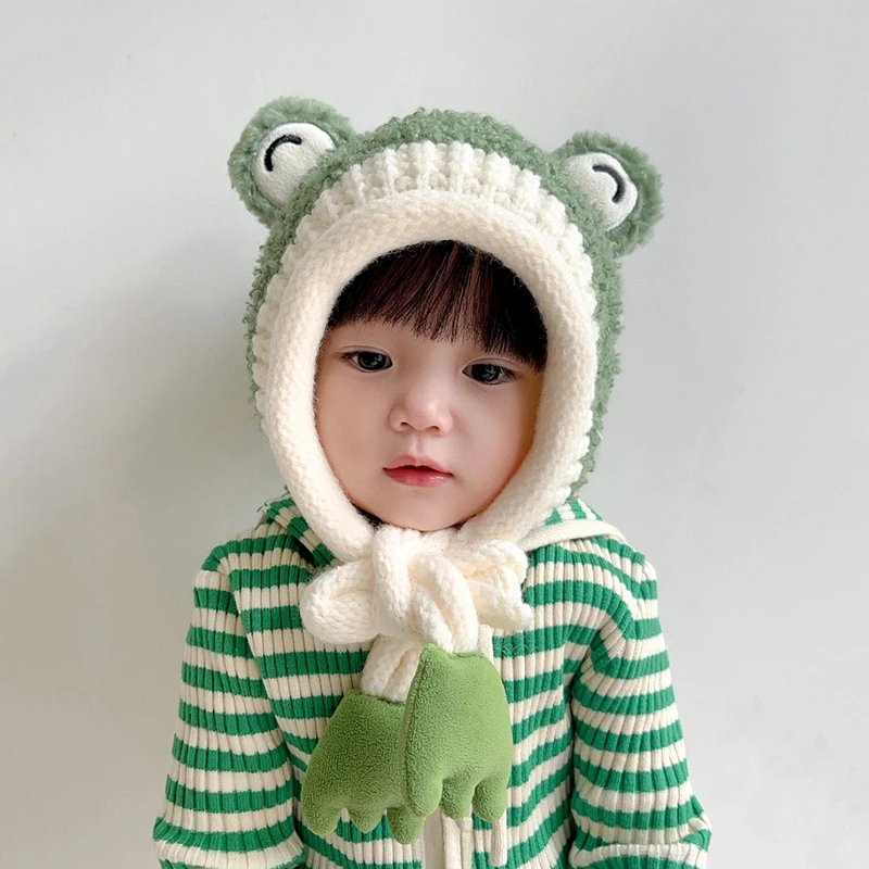 Kids Cartoon Hats Winter Children Wool Knit Earflap Hats for Cold Weather Child Ear Protection Hat Baby Boy/Girl Windproof Caps