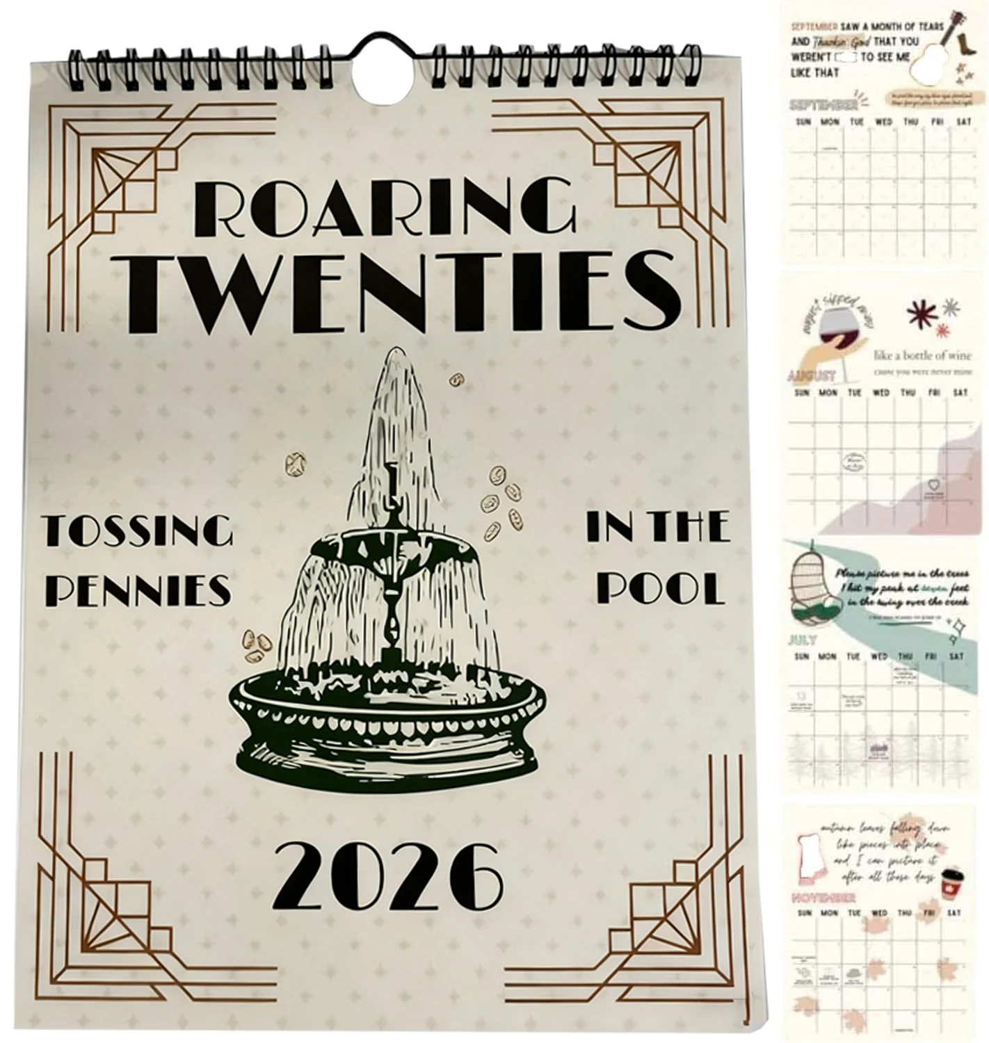 

Календарь Roaring Twenties на 2026 год, настенный календарь, мультяшный рев, художественный рождественский календарь, подвесной календарь с бумажным узором на 2026