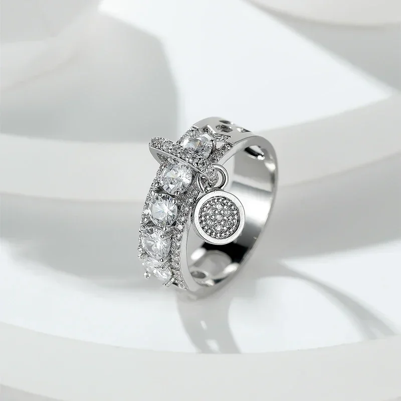 Vintage Royal Blue แหวนหินสี Yellow Gold สีหรูหราหญิงงานแต่งงานแหวนผู้หญิงรอบ Dangle แหวนหมั้นเครื่องประดับของขวัญ