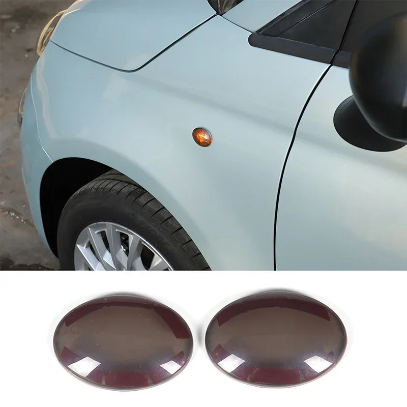 For Fiat 500 2023 ABS Blackened Car Front Side Turn Signal Light Lampshade Cover Trim Sticker Car Accessories