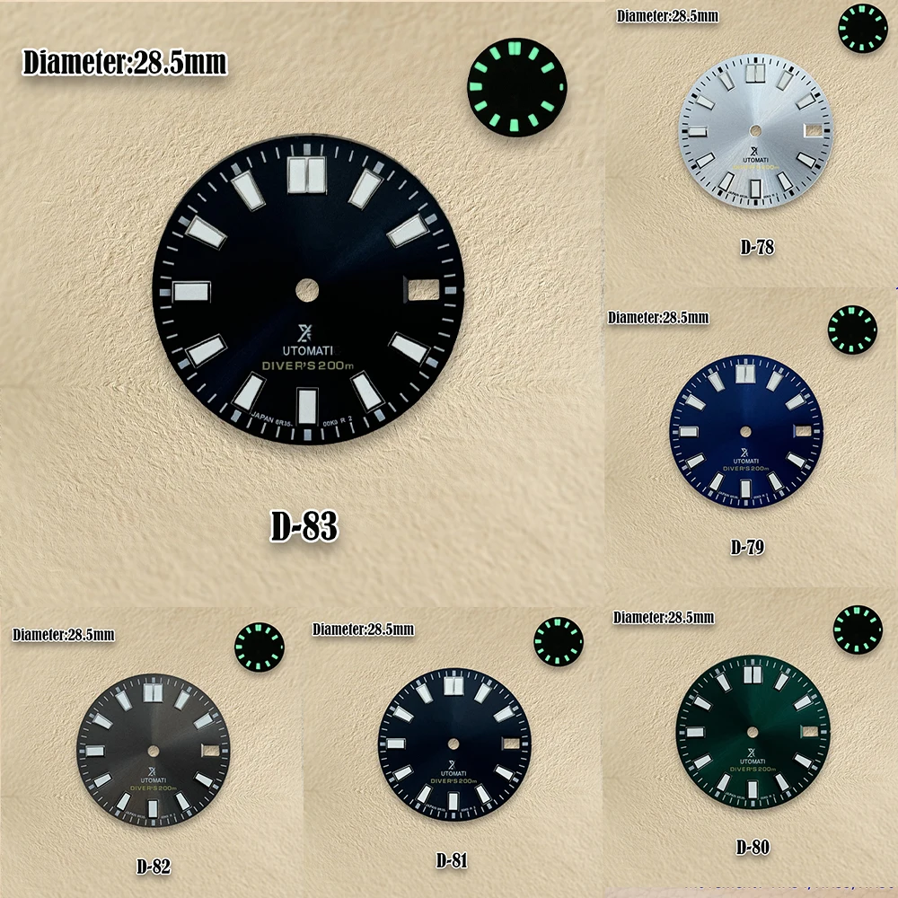 28.5mm Sunray Diver's Dial NH35 Dial C3 Green Luminous Suitable For NH35/NH36/7S Movement Watch Accessories with S Logo