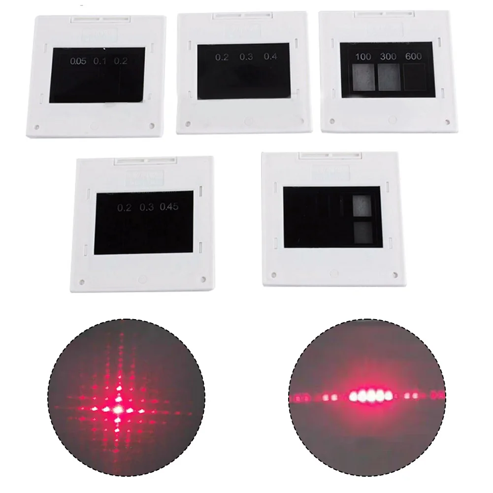 

5Pcs 50x50mm Double Triple Slit Circular Aperture Interference Diffraction Grating Group Grating Optics Laboratory Instruments