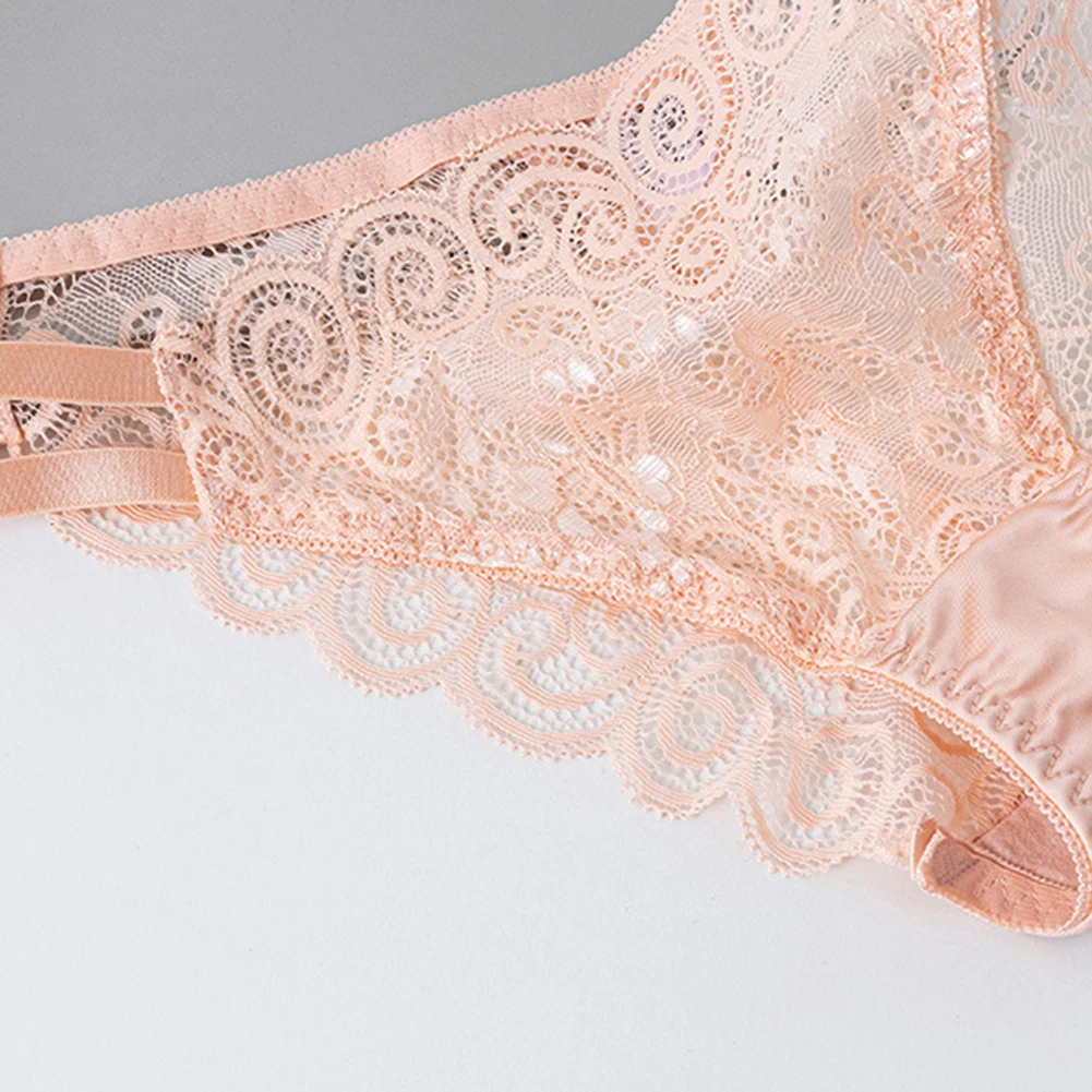 

Lace Hollow Out Sheer Women's Underwear Nylon Fabric Breathable And Comfortable Triangle Pants Ladies Briefs