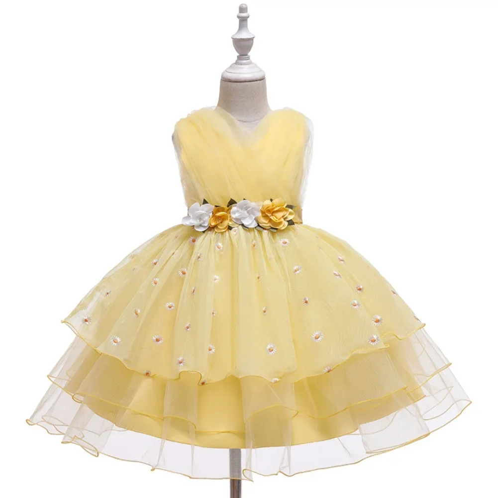 Girls' 2025 Summer Elegant Dress For Party Flower Wedding Birthday Dresses Kids Gala Junior 2 To 8 10 Years Female Child Clothes