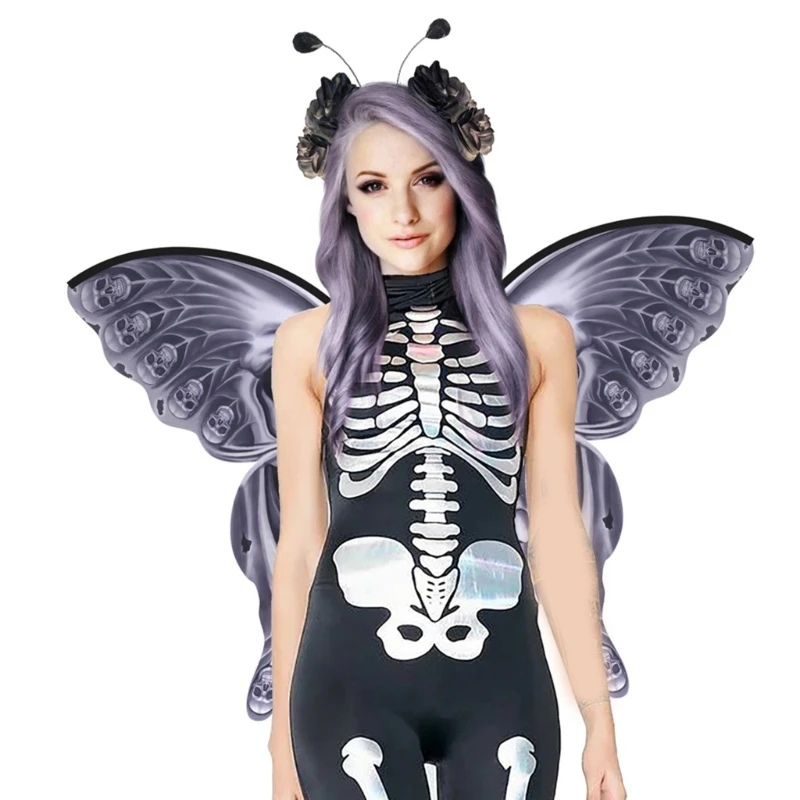 

Wings Dark Fairy Wing Black Skeleton Skull Design Costume Cosplays Wing Masquerade Halloween Party Decors Dropship