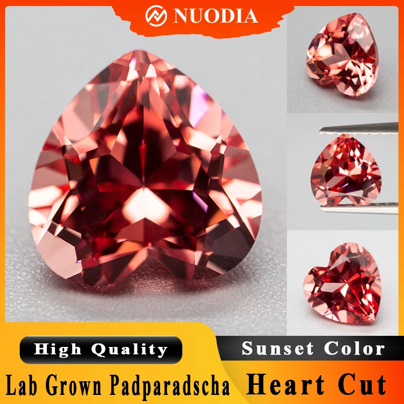 

Топ высокого качества, выращенный в лаборатории Padparadscha, драгоценный камень, огранка в форме сердца, цвет заката, лабораторные сапфировые бриллианты для изготовления ювелирных изделий своими руками