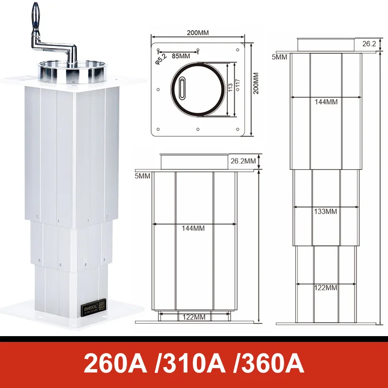 Electric Tatami Lift Manual Table Max Support 100kg  260-555mm 305-705mm 355-810mm For Manual Adjustment Height