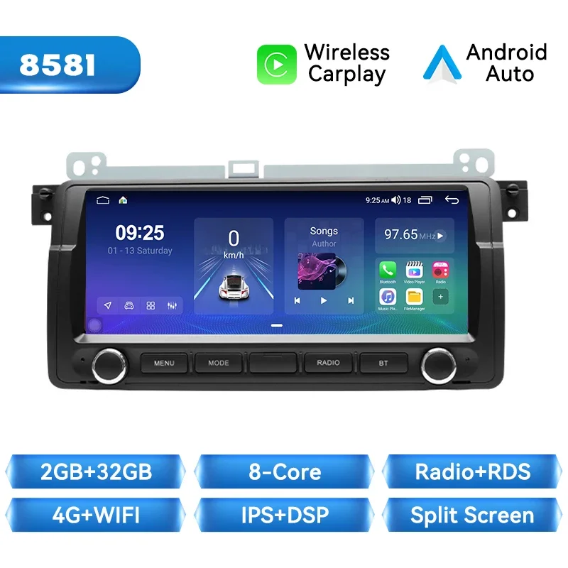 Xonrich Draadloze Carplay Android 14 Auto Radio Speler Voor Bmw E46 M3 318/320/325/330/335 Rover 75 Coupe 2din Navigatie Audio Gps