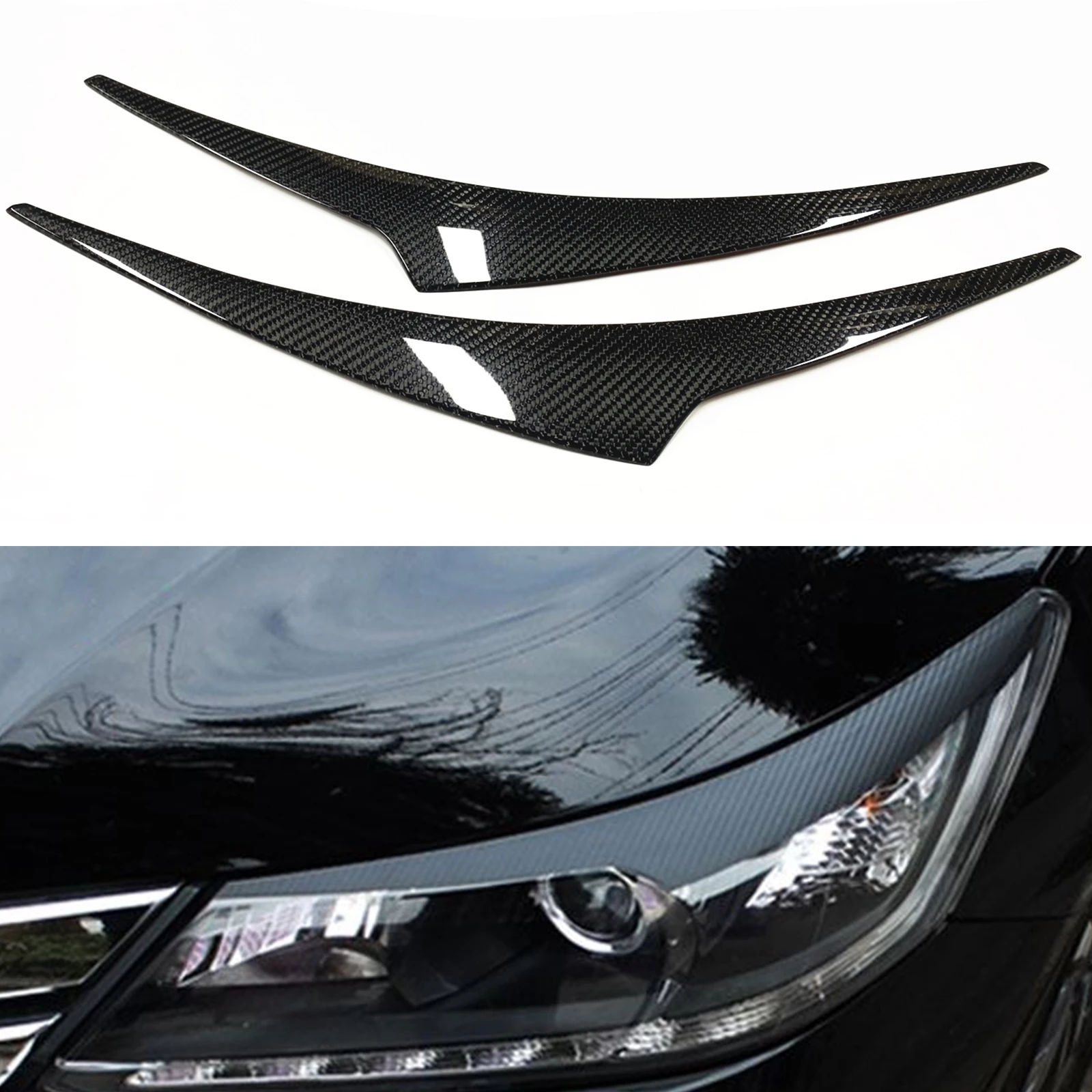 For Honda Accord 9th 2013-2015 Carbon Fiber Front Head Light Lamp Cover Brow Sticker Car Headlight Eyelid Headlamp Eyebrow Trim