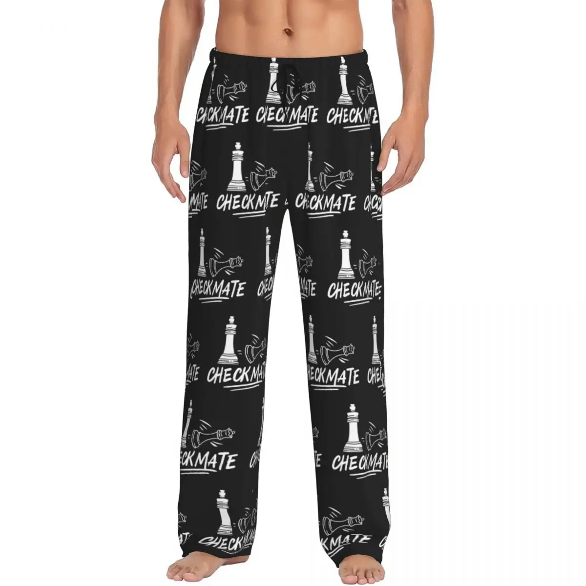 

Custom Men Chess Board Pajama Pants Print CheckMate Sleep Sleepwear Bottoms with Pockets