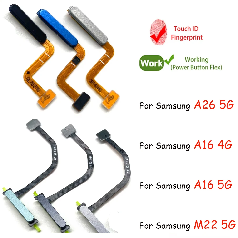 

10 шт., для Samsung A16 4G 5G A165F A166B A26 M14 M22 M52 5G Датчик отпечатков пальцев Домашняя возвратная клавиша Меню Включение и выключение кнопка Гибкая