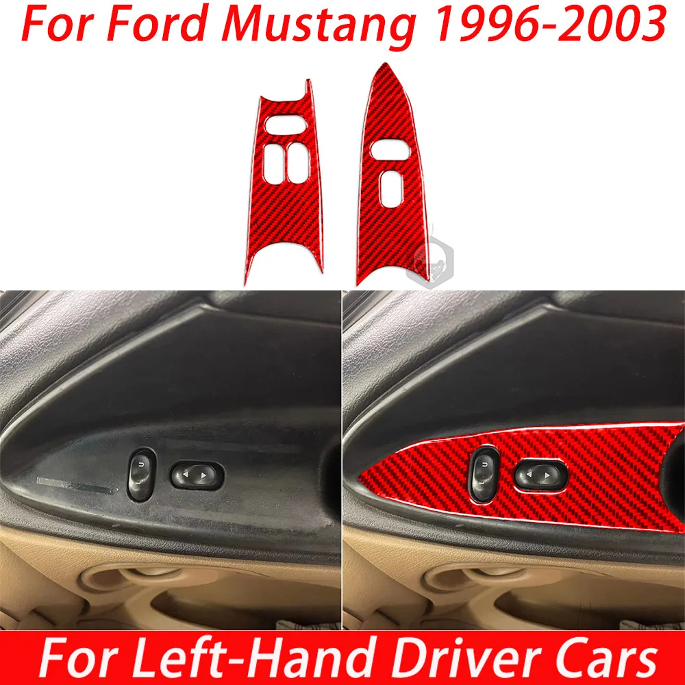 For Ford Mustang 1996 1997 1998 1999 2000 2001 2002 2003 Carbon Fiber Window Control Panel Car Interior Accessories Stickers