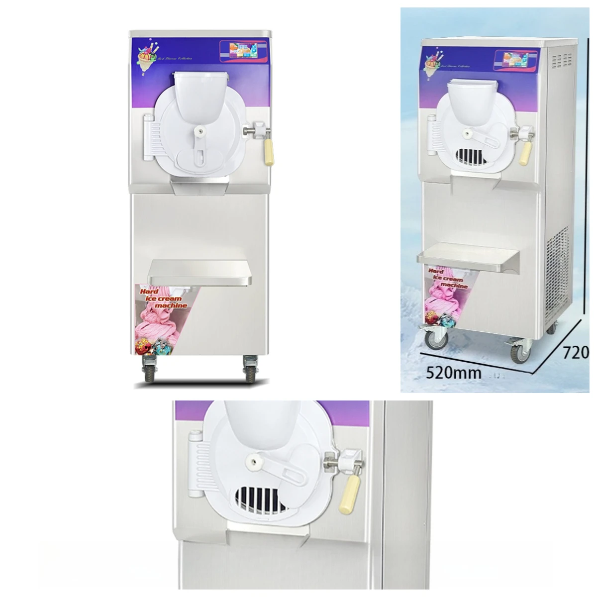 Fruit Hard Ice Machine, Italian Technician Hard Ice Cream Floor Type 48 Liters Large Output Embossing Shape