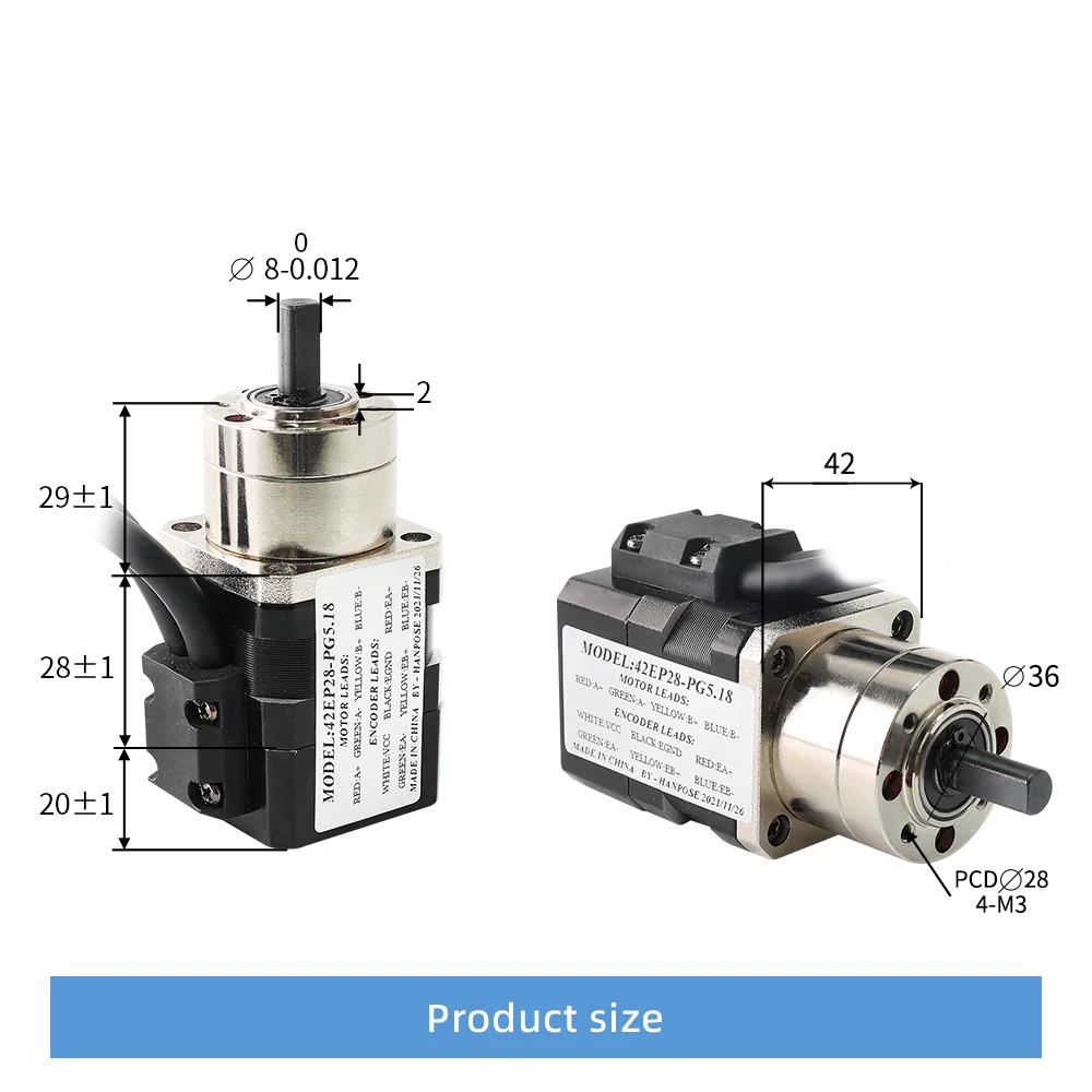 42EP28-PG 2.0A 0.2N.M closed loop deceleration gear stepper motor set with encoder CL42 driver For 3D Printer Monitor Equipment