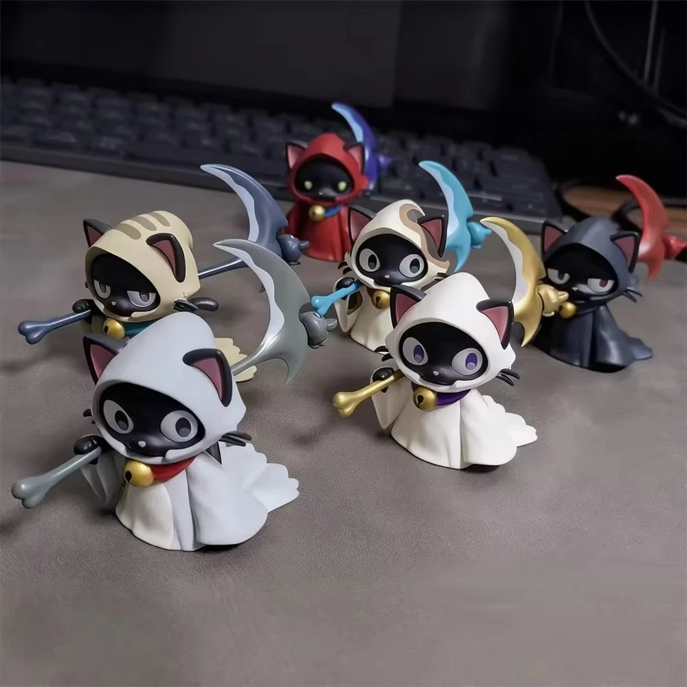 

Новинка в наличии, серп жнец, кошка, витое яйцо, слепая коробка, фигурка кошки в форме жнеца, коллекция украшений, идеальные подарки-сюрпризы