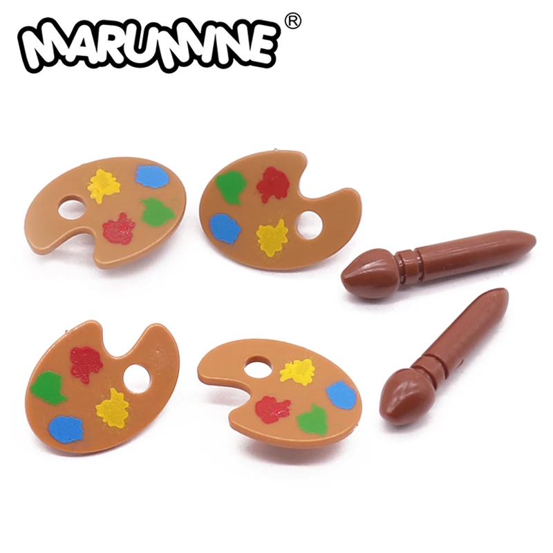 Marumine Mini Person City Blocks Parts 20PCS Palette & Paint Brush 93552 93551 Compatible Friend Building Blocks Accessories