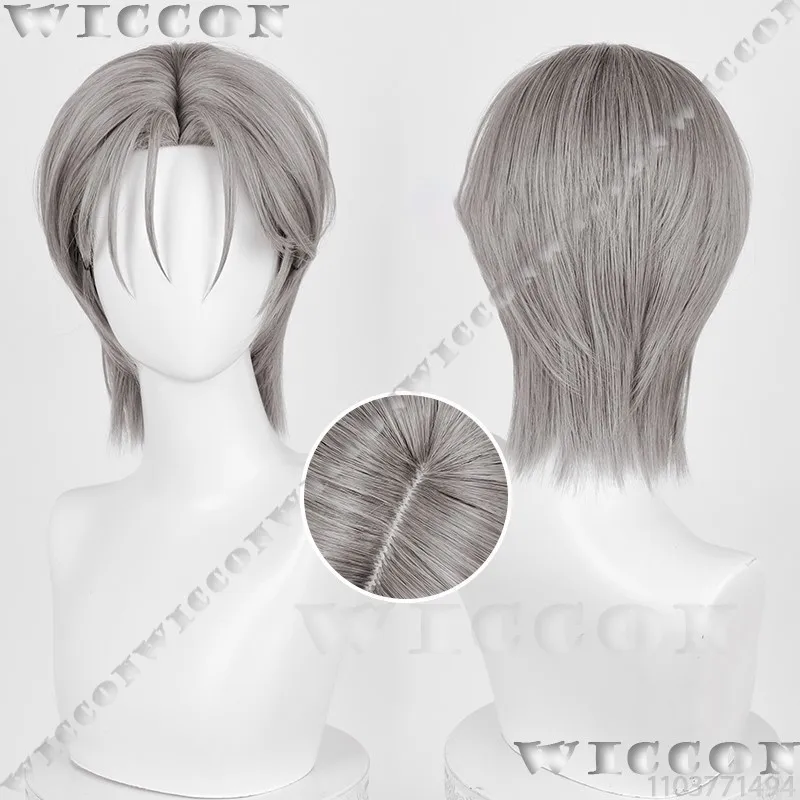 Peruka Till Anime Alien Stage Cosplay Nowa Srebrnoszara Męska Idol Scena Pokaz Comic-Con Boże Narodzenie Halloween Party Personalizowana — zdjęcie 4