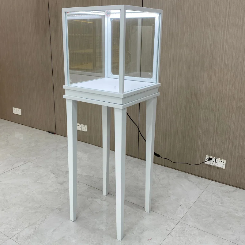 

Customize.Hongzhan Iron S/S Stand Jewelry Tempered Glass Display Cabinet Tray LED Light Set Shopping Mall Commercial Use Gold