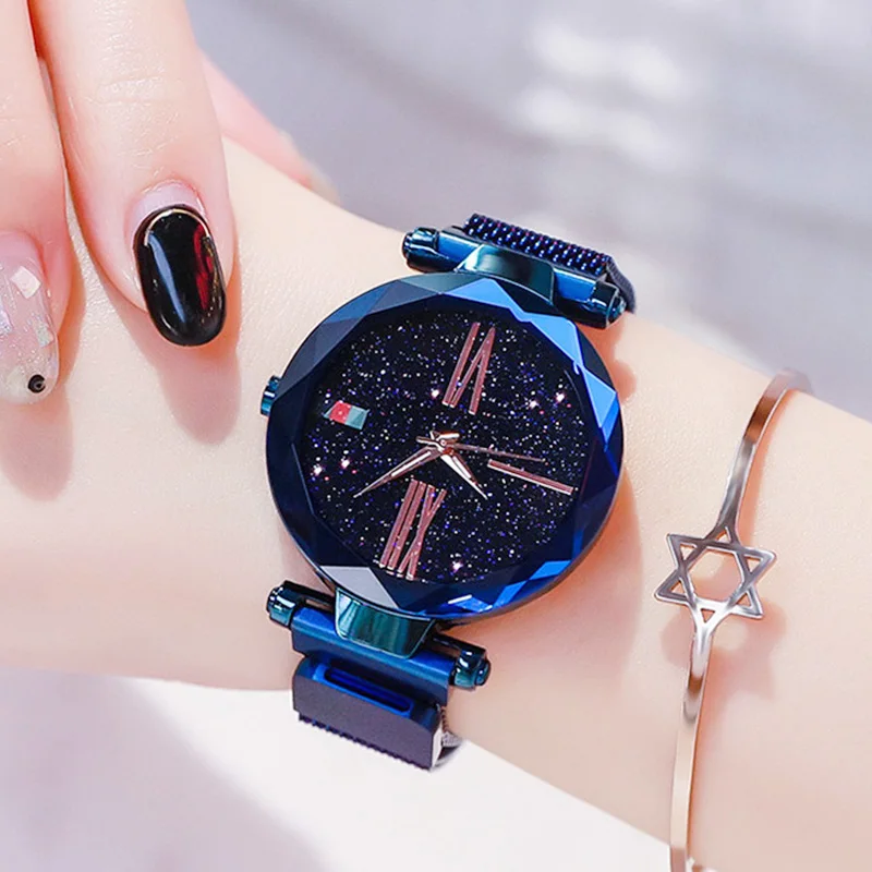 

Fashion Starry Sky Watch Women Luxury Blue Watches Magnetic Mesh Band Quartz Wristwatches Ladies Relogio Feminino Montre Femme