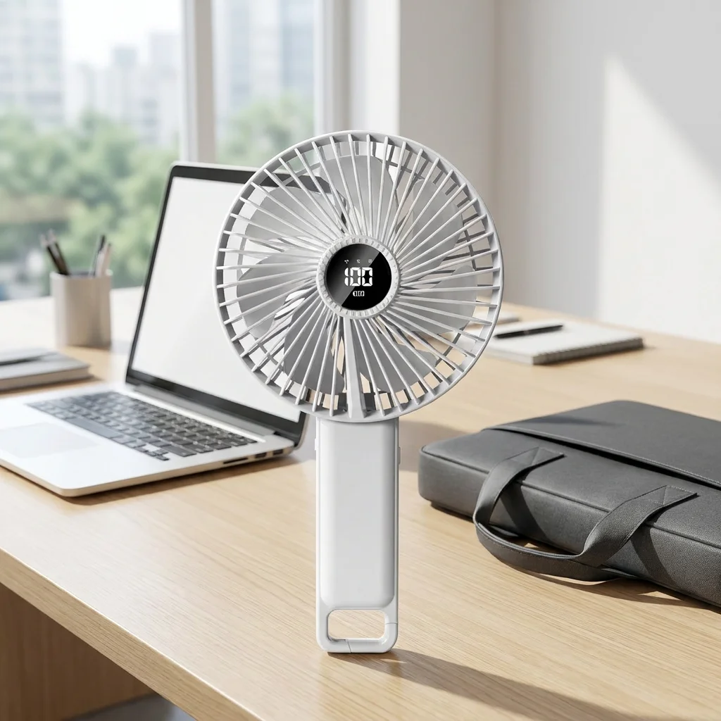 6-Inch Foldable Handheld Fan 5-Speed LED Display Adjustable Angle Auto-Lock Clip Household Portable RV Outdoor Wearable