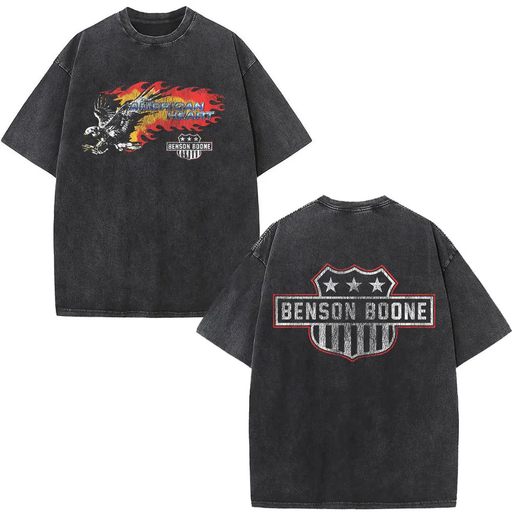 

Vintage Washed Benson Boone American Heart Tour 2025 T Shirts Men Women Clothing T-shirt Cotton Casual Short Sleeve T-shirts