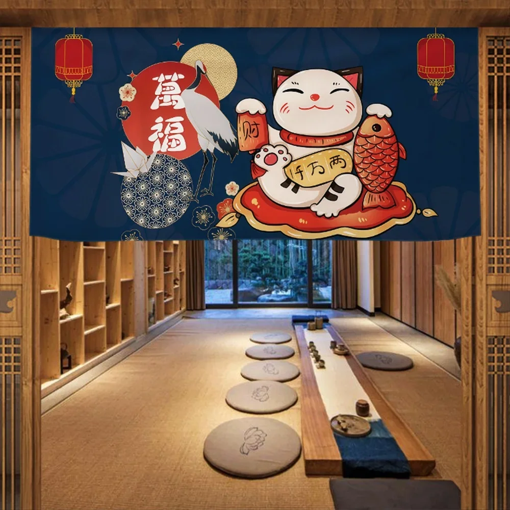 3D Print Lucky Cat Tapestry Polyester Wall Hanging Chinese Fortune Theme Decor for Bedroom Living Room Multiple Sizes