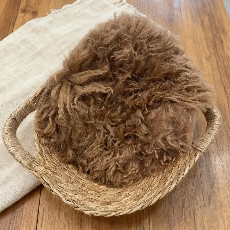 

Подушка для поддержки осанки новорожденных от 0 до 3 месяцев, 100% чистая шерсть, реквизит для корзины для фотографий, хаки/глубоково-коричневый, унисекс, фото для маленьких девочек и мальчиков