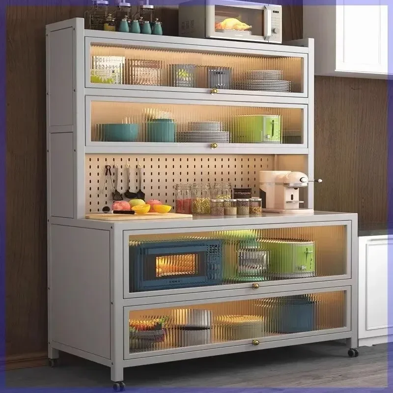 Kitchen shelves, side cabinets, lengthened 1200 floor-to-ceiling multi-layer microwave ovens, oven pots, heightene