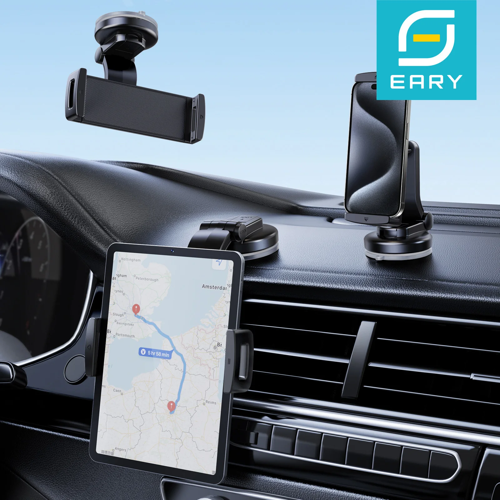 

Eary Car Phone Holder Mount Powerful Suction Cup for Car Dashboard Windshield Universal for iPhone Samsung Z Fold 7 Accessories