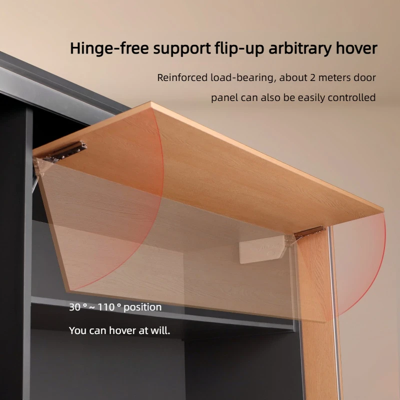 Lift Door Support Hinge Heavy Duty Cabinet Door Adjustable Lift Up Support Stop At Will Soft Close Support For Ultra-wide Door