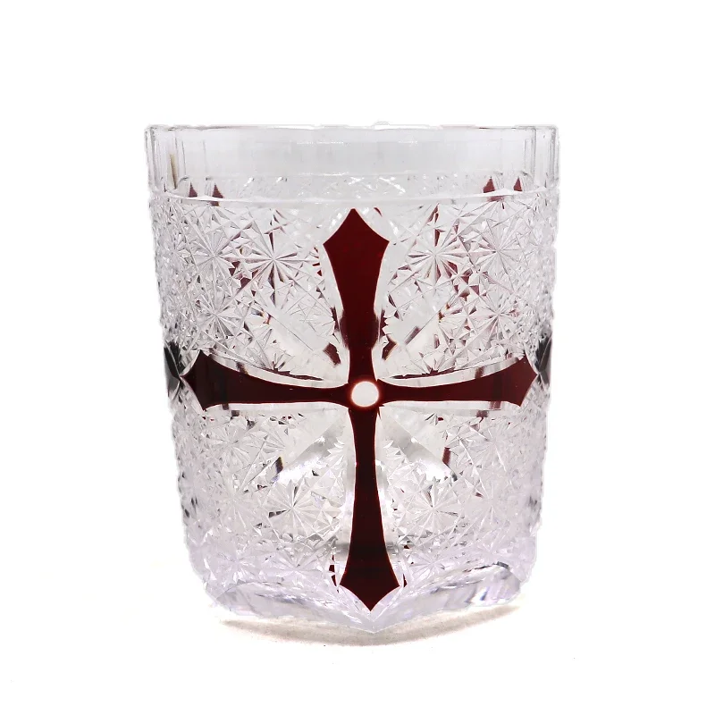 Japanese Edo Kiriko Whiskey Glass Hand Cut Crystal Old Fashioned Glass Blue Chrysanthemum Pattern Rock Tumbler for Whisky Bourbo