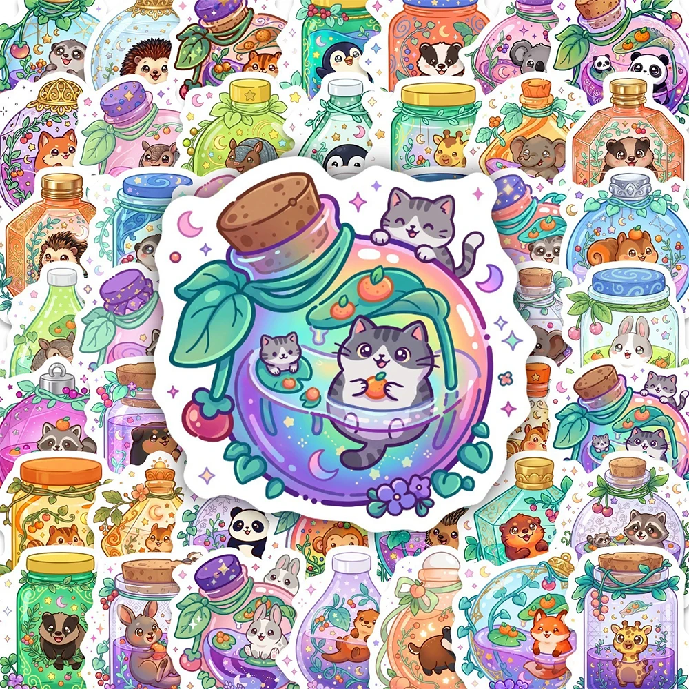 10/30/50 Stück Niedliche Cartoon-Flaschen-Tier-Aufkleber Kawaii Graffiti-Sticker DIY Scrapbook Handy Gepäck Kreative Aufkleber-Dekoration