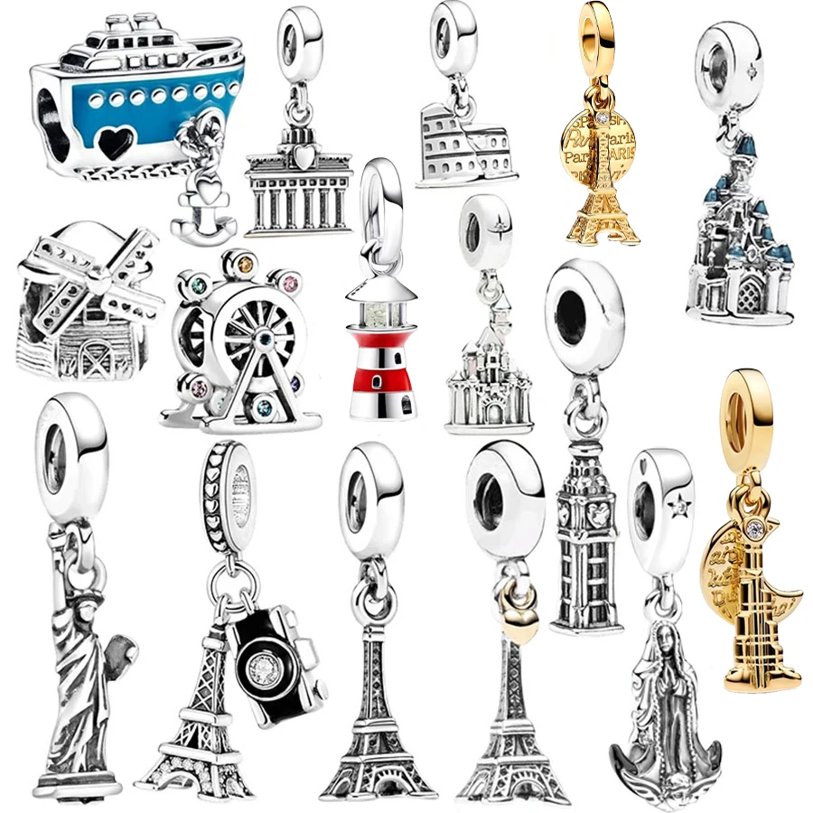 

Hot Sale DIY New York Statue Of Liberty、Paris Eiffel Tower & Glow Lighthouse Dangle Charm BeadFit Original Bracelet Fine Jewelry