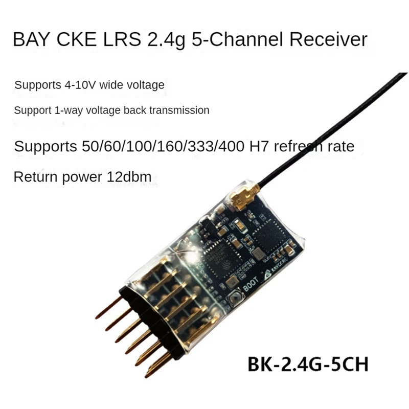 ELRS 2.4Ghz 5CH PWM Expresslrs Receiver With 2Dbi 2.4G Copper Pipe Antenna PWM/CRSF Protocol For RC FPV Fixed Wing Drone