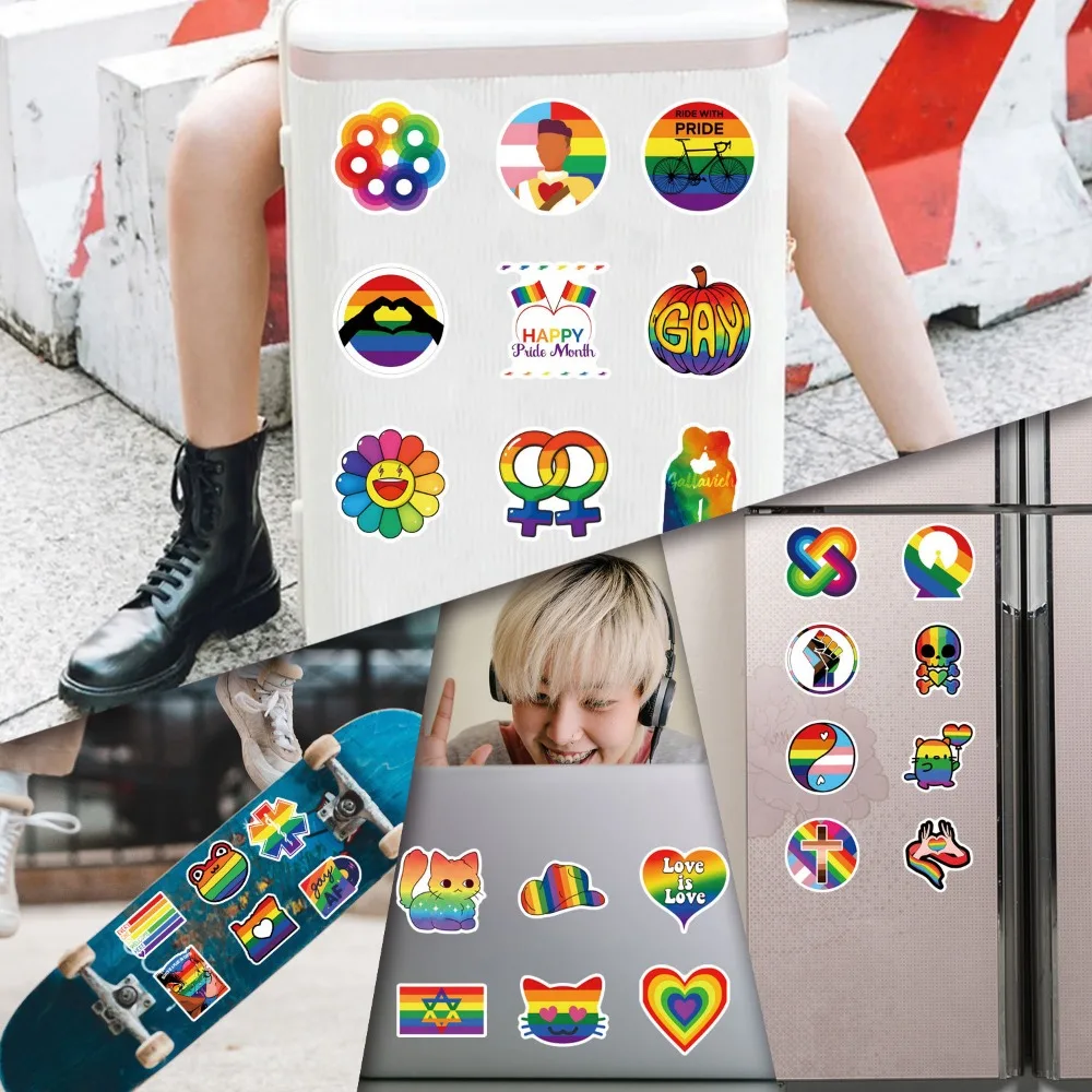 55/110PCS Rainbow Stickers Pride Stickers for Water Bottles Laptop for Adults Teens Waterproof Stickers Packs