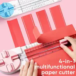 4 in 1 Paper Cutter 360-degree Rotary Hand-Cutting Paper Trimmer Multi-Functional Handheld Craft Paper Cutting Tool