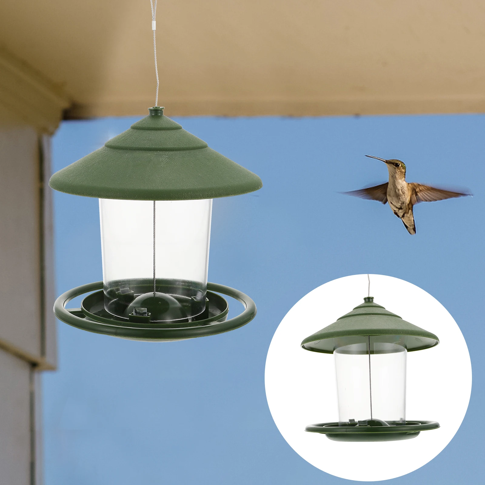 

1Pc Durable Plastic Outdoor Bird Feeder Container With Hanging Rope For Easy Installation Garden Bird Food Dispenser