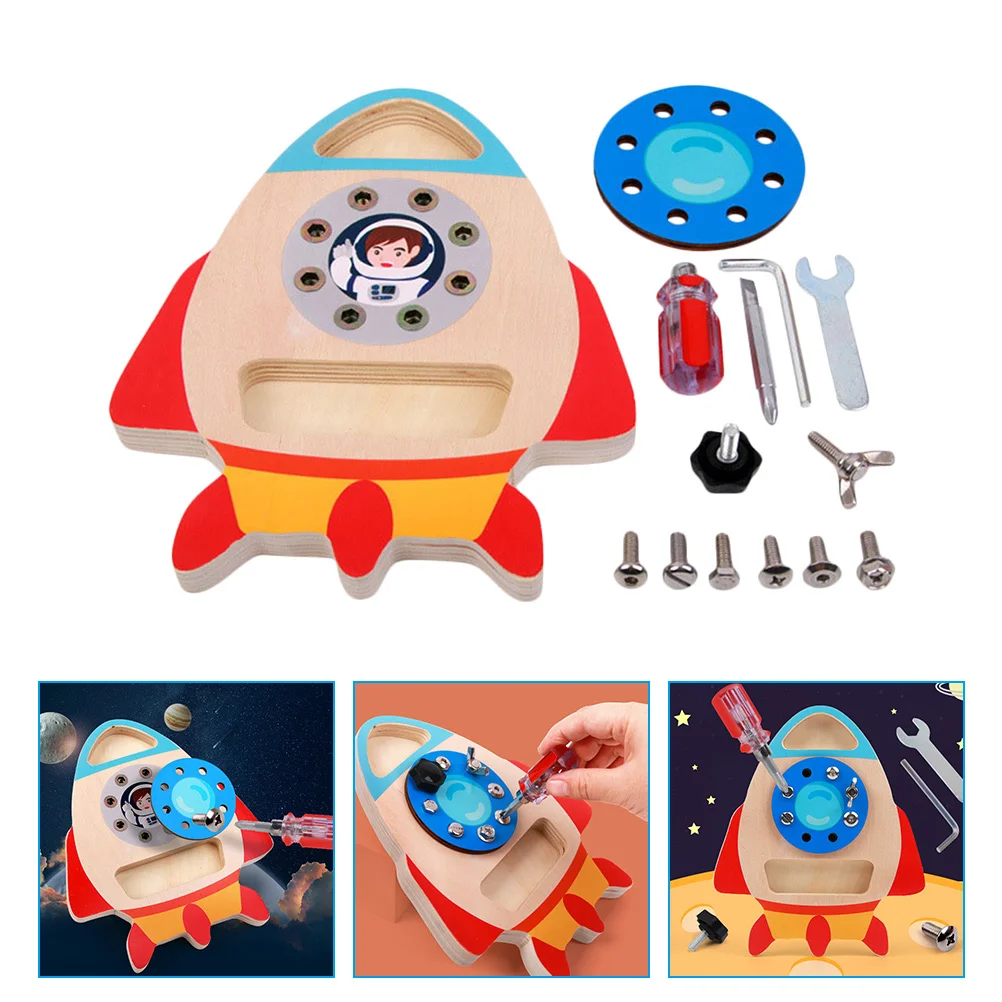 1 conjunto reutilizável ocupado placa de madeira diy aprendizagem crianças educacional foguete quebra-cabeça crianças fornecimento interativo prático criatividade