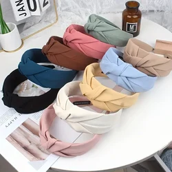 New Fashion Knotted Headbands for Women Solid Color Girls Cloth Hair Bands Wide Hairband Soft Hair Hoop Hair Accessories