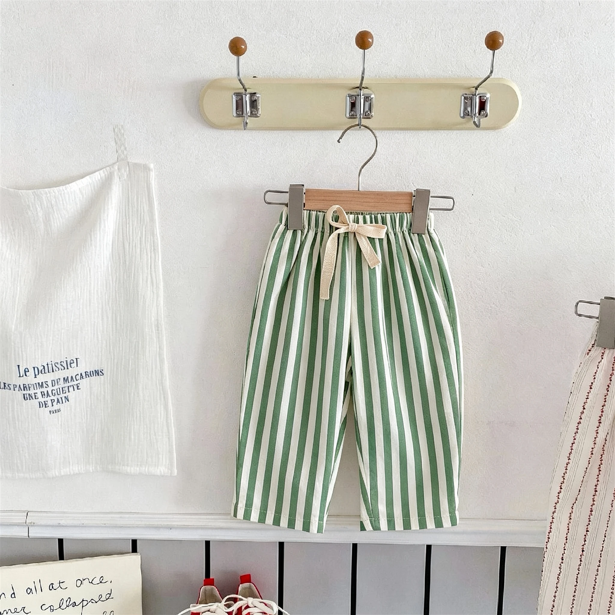 Modische Einfache Kinder-Haremshose Sommerkleidung Dünne Lockere Freizeithose Beliebte Gestreifte Lange Hose für Mädchen und Jungen
